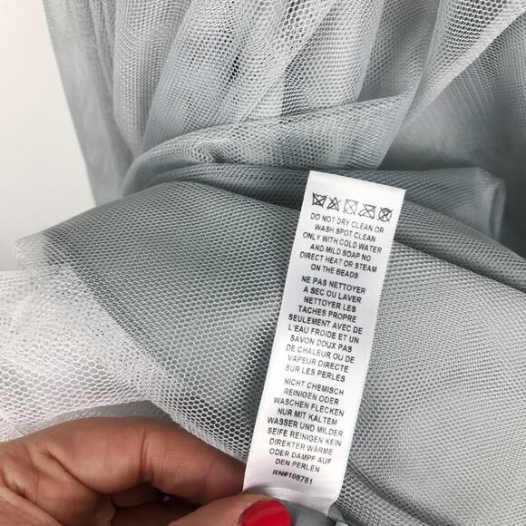 Aidan Mattox Silver Sequin Tulle Dress Sz 12 - Picture 6 of 8